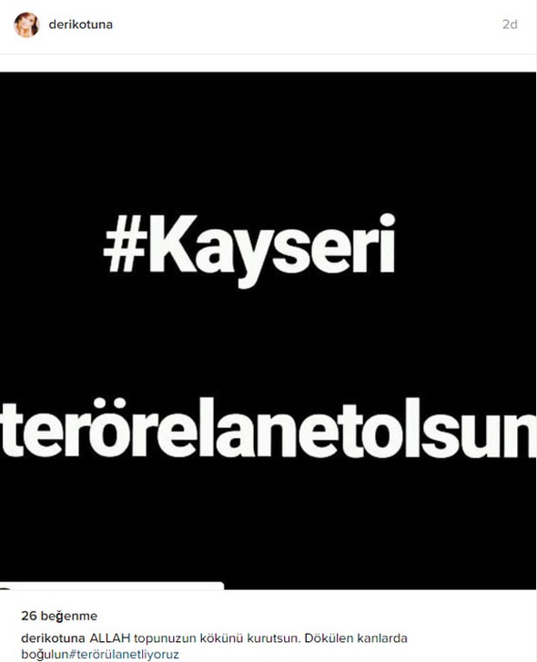 Kayseri'deki patlamaya ünlülerden tepki